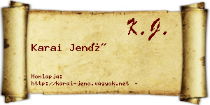 Karai Jenő névjegykártya